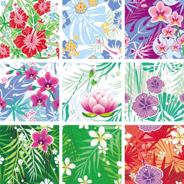 Set of seamless floral pattern clipart