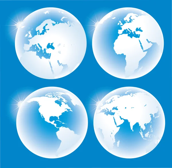 Blå glansig glober — Stock vektor