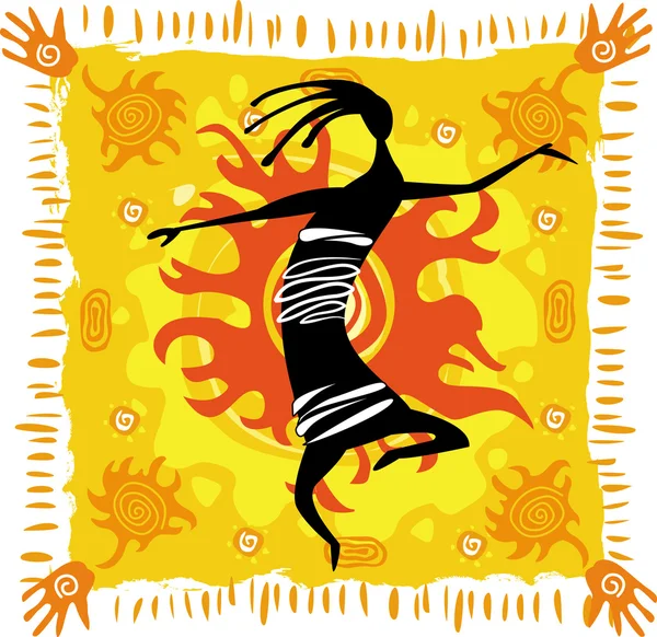 Figurine dansante sur fond orange — Image vectorielle