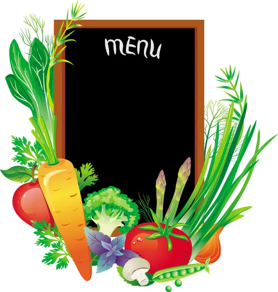 Board menu with a group of vegetables — Stock Vector