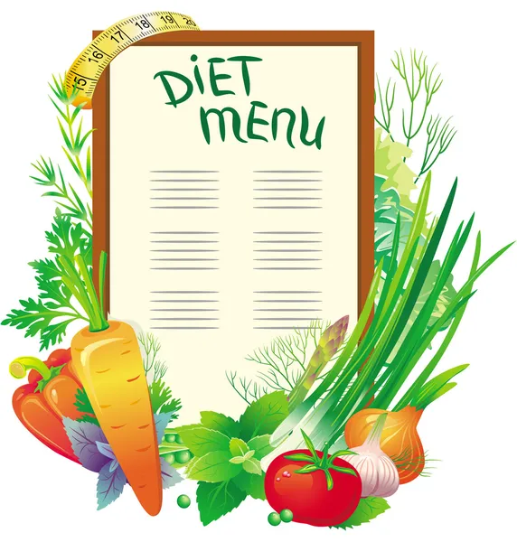 Menù dietetico con un gruppo di verdure — Vettoriale Stock
