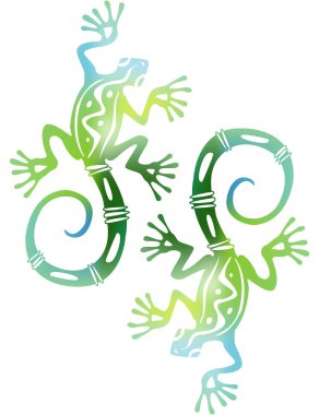 Two decorative green lizards clipart