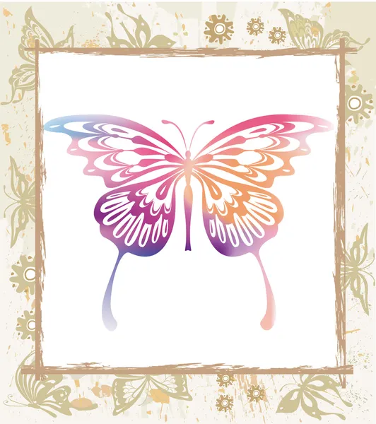 Color butterfly in a frame — Stock Vector