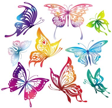 Colored butterflies clipart