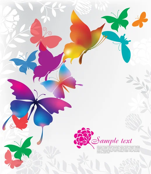 Hintergrund mit bunten Schmetterlingen — Stockvektor