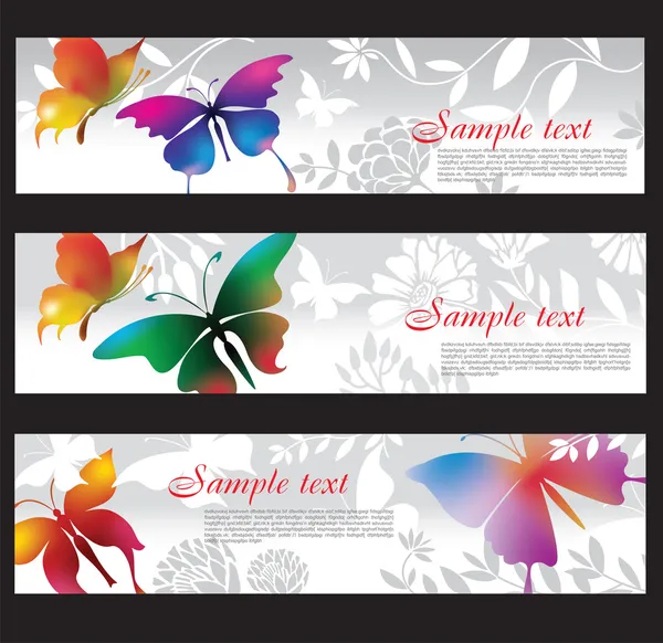 Bannières avec des papillons colorés — Image vectorielle