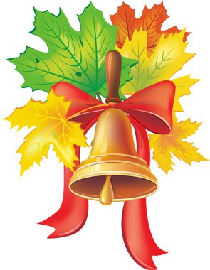 School bell with maple leaves clipart