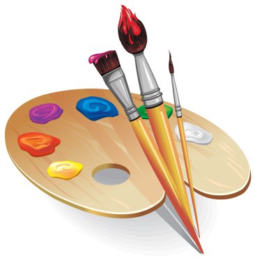 Wooden palette with brushes