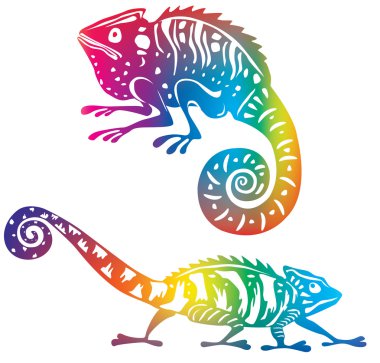 Colored chameleon clipart