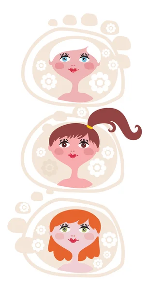 stock vector Three attractive young girls.