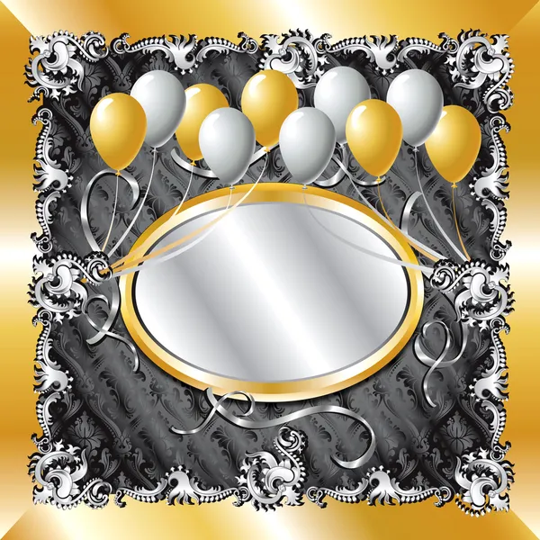 Oro e argento palloncino sfondo — Vettoriale Stock