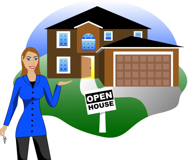 Open House with Agent — Stock Vector
