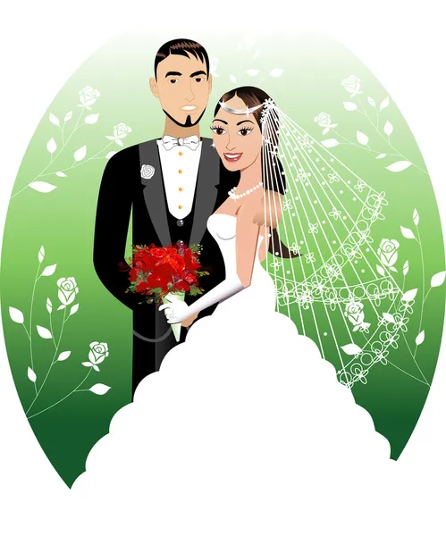 Bruden brudgummen — Stock vektor