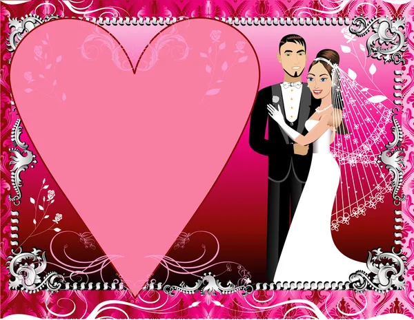 Modèle de mariage en argent rouge — Image vectorielle