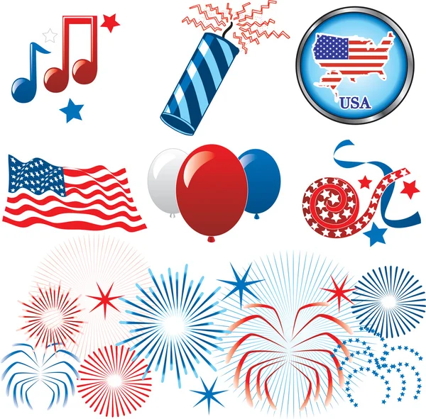 July 4th Icons — Stock Vector