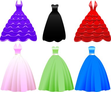 Formal Gown Dress Icons clipart