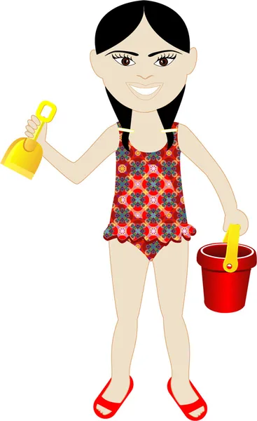 Asiatico ragazza costume da bagno — Vettoriale Stock