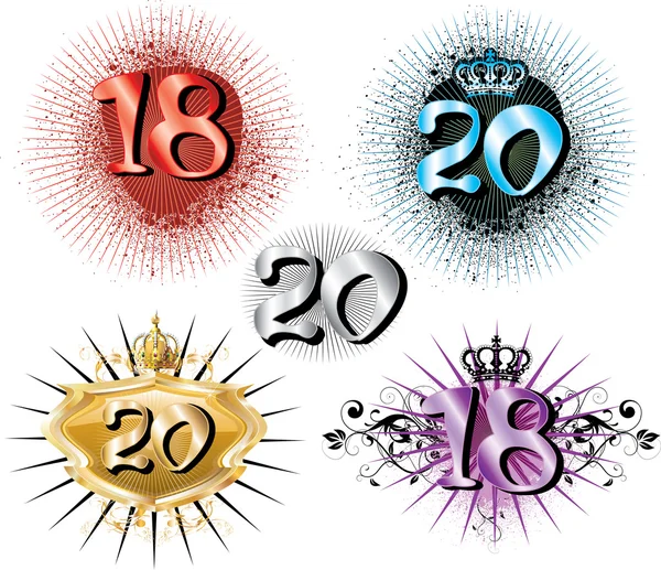 18º cumpleaños o 20º aniversario — Vector de stock