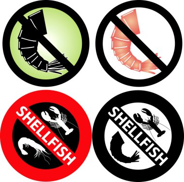 No Shellfish Sign clipart