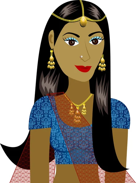 Indisk flicka avatar — Stock vektor
