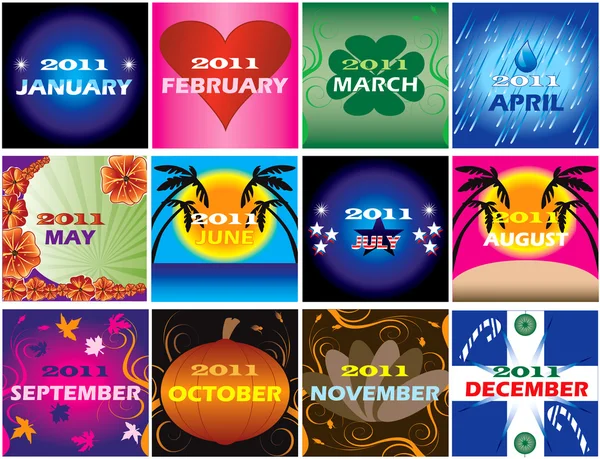 2011 Decorative themed Calendars — Stock Vector