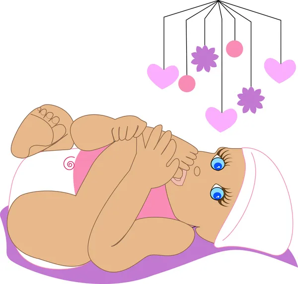 Baby Sucking Toe 3 — Stock Vector