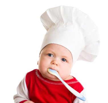 Baby in the cook costume clipart