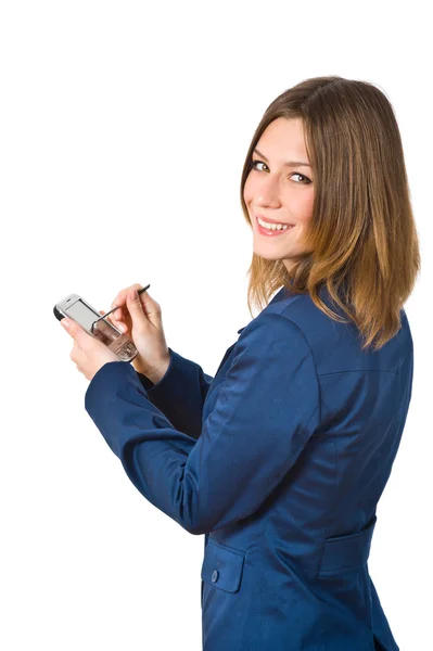 Geschäftsfrau mit Telefon lizenzfreie Stockbilder