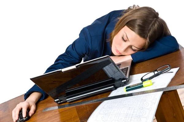 ビジネスの女性の睡眠 ストック画像