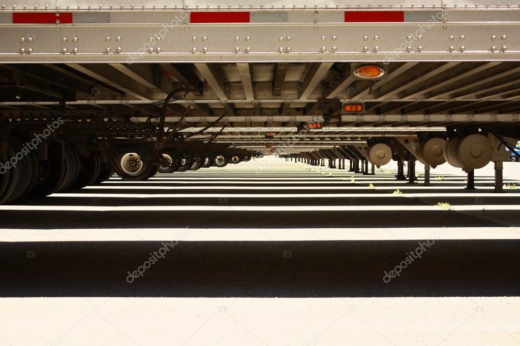 Long view under trailers