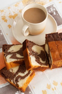 Cake with milk coffee clipart