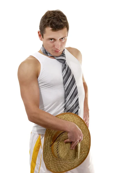 Сексуальный молодой человек в белой футболке — стоковое фото