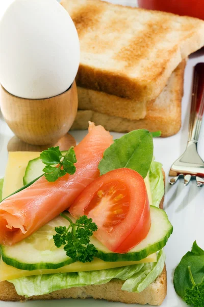 Toasts with salmon. — Stock Photo, Image