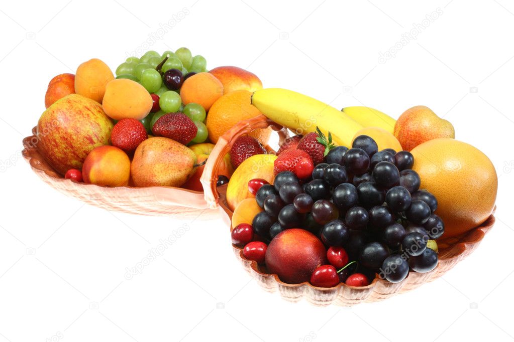 Fruits on white.