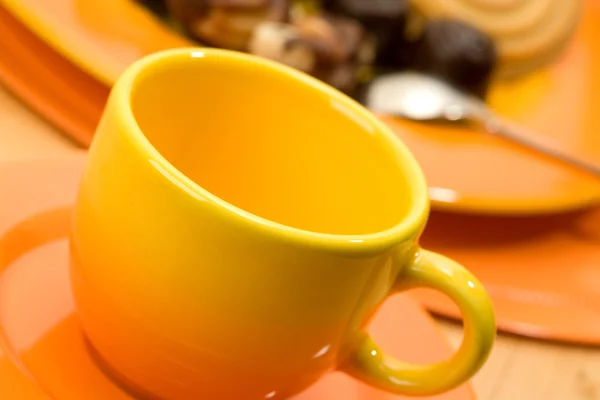 Orange kaffeservering. — Stockfoto