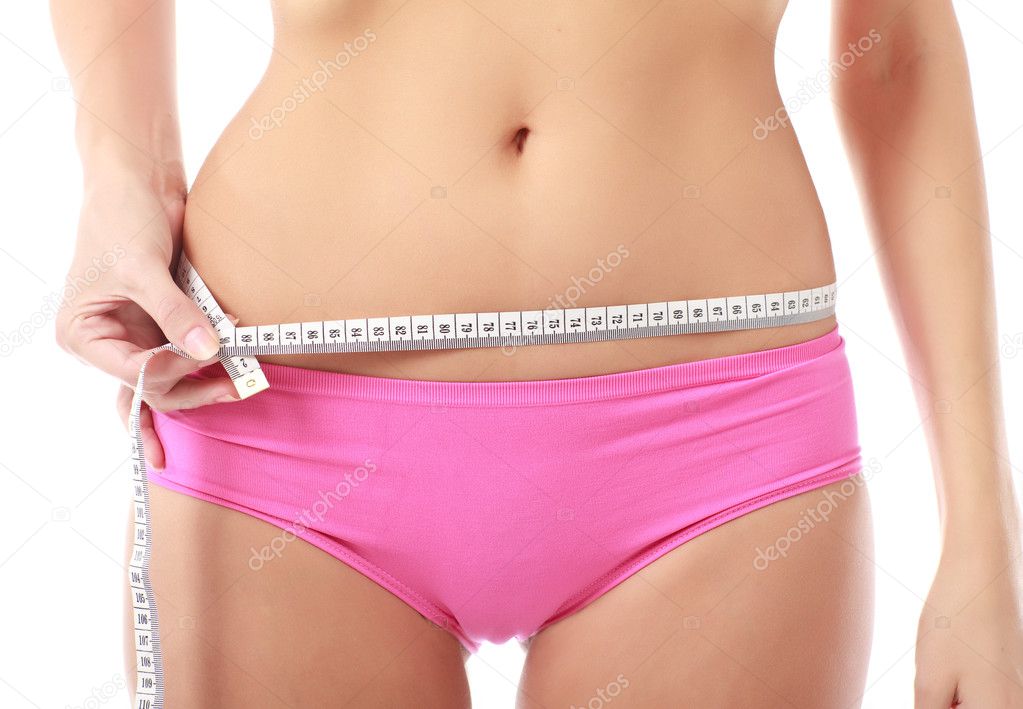 Woman measure tape around waist