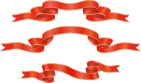 Conjunto de cintas rojas, ilustración vectorial — Vector de stock