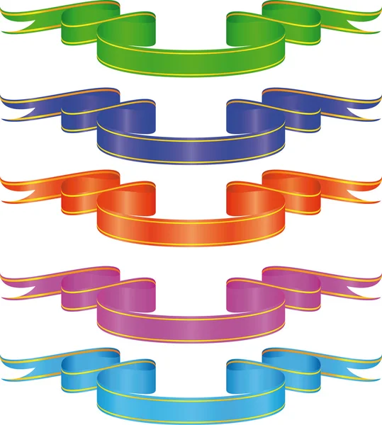 Ensemble de rubans bouclés de couleur — Image vectorielle