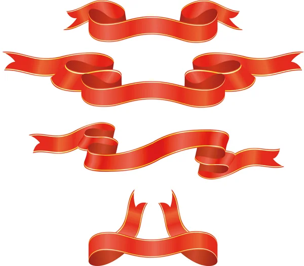 Kırmızı kurdele seti, vektör illüstrasyonu — Stok Vektör