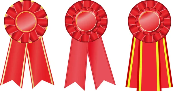 Three red award ribbons — Stock Vector