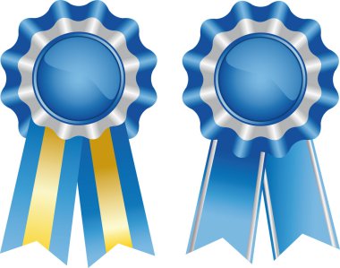 Two blue award ribbons clipart