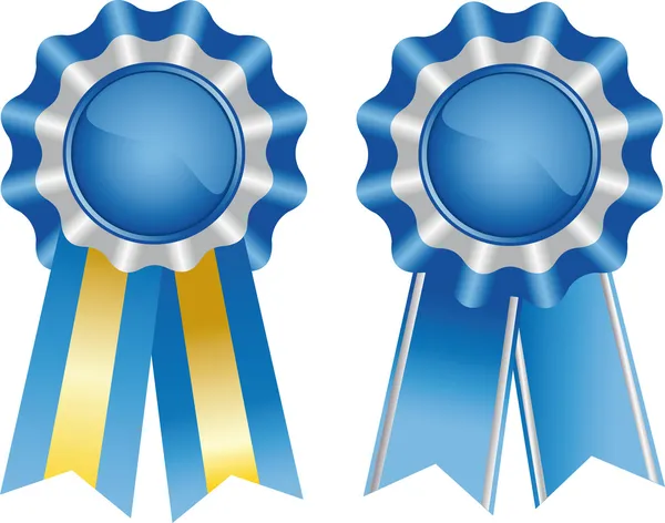 Two blue award ribbons — Stock Vector