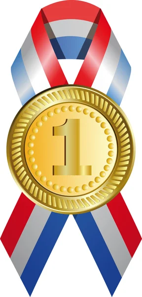 Gold medal with ribbon — Stock Vector