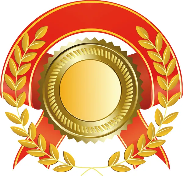 Medalha de ouro e coroa de louros —  Vetores de Stock