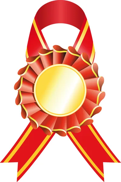 Medalha de ouro com fita vermelha — Vetor de Stock