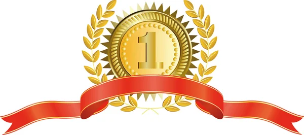 Médaille d'or et couronne de laurier — Image vectorielle