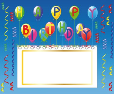 Birthday card with balloons clipart