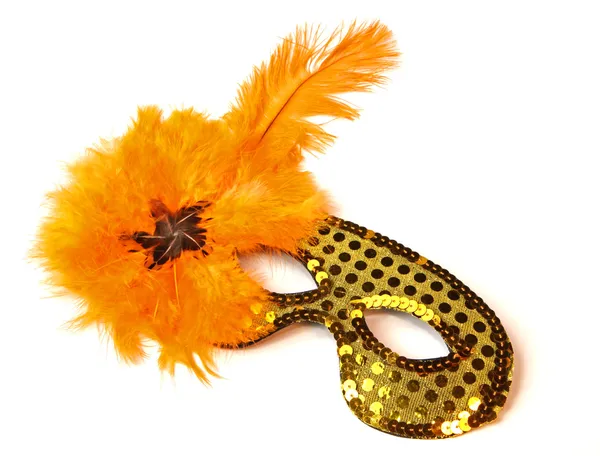 Máscara veneciana de plumas naranja —  Fotos de Stock