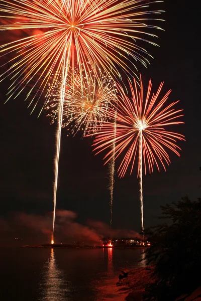 Fireworks Display with Reflection — Stock Photo, Image