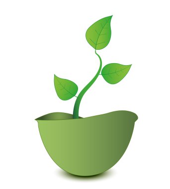 Vector plant grows from a military helmet - symbol of peace clipart